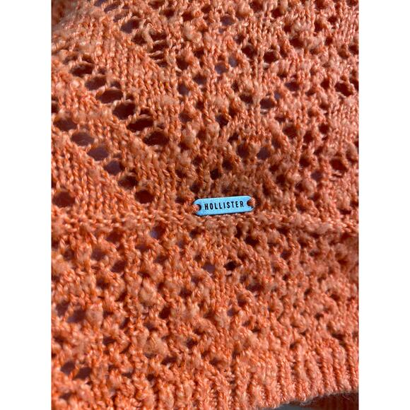 Hollister Knit Top Orange Open Stitch Short Sleeve Casual Everyday Summer - Picture 8 of 8